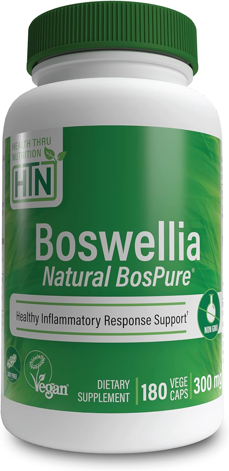 Health Thru Nutrition Boswellia 300mg as Bospure AKBAMAX | High Potency 75% Boswellic Acids 10% AKBA | Healthy Inflammatory Support | Vegan Certified | Non-GMO Gluten Free Soy Free