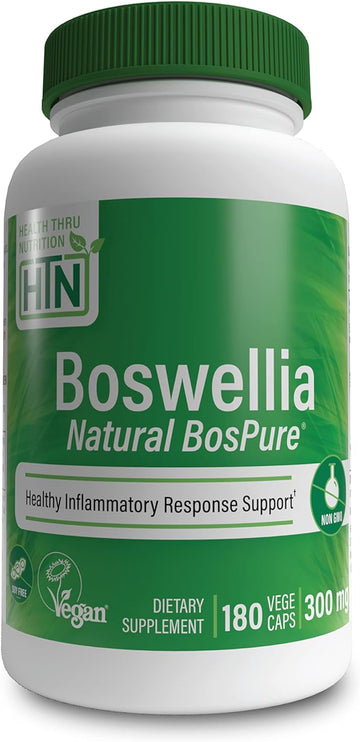 Health Thru Nutrition Boswellia 300mg as Bospure AKBAMAX | High Potency 75% Boswellic Acids 10% AKBA | Healthy Inflammatory Support | Vegan Certified | Non-GMO Gluten Free Soy Free