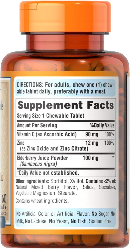 Puritan's Pride Vitamin C with Elderberry & Zinc for Immune System Sup