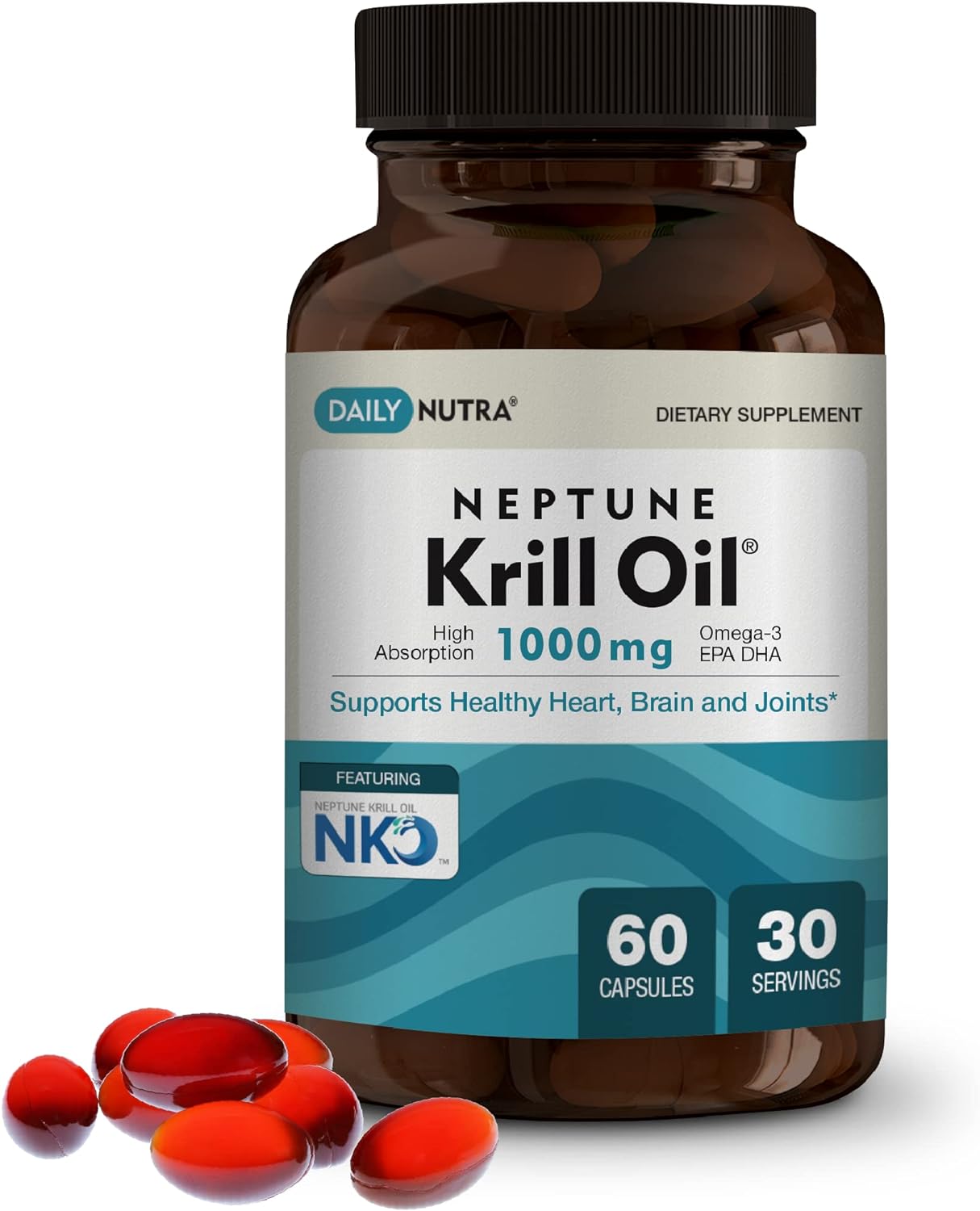 DailyNutra Neptune Krill Oil 1000mg - Antarctic Krill Oil Omega-3 Phospholipids, EPA, DHA & Astaxanthin - Promotes Healt