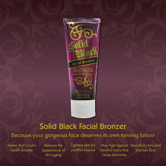 Millennium Tanning Solid Black Facial Bronzer, Skin-Firming Tanning Lotion for Face, 4 s