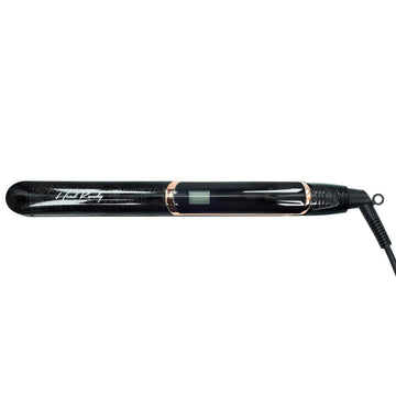 The Miss 1" at Iron Hair Straightener- for All Hair Types - Infrared Technology - Tourmaline Infused Ceramic Plates (Black with Rose Gold Accents)