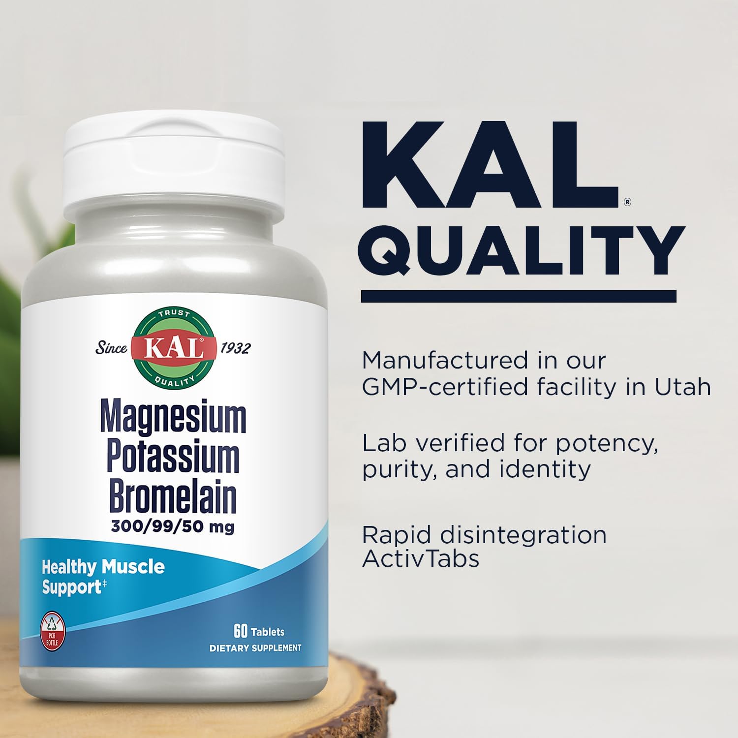 KAL Magnesium Potassium Bromelain, Magnesium Complex for Bone, Heart H