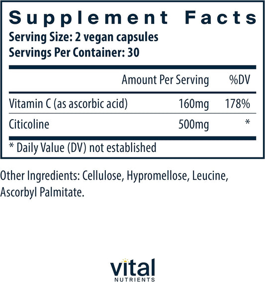 Vital Nutrients - Citicoline - Mental Focus and Attention - 60 Vegetar