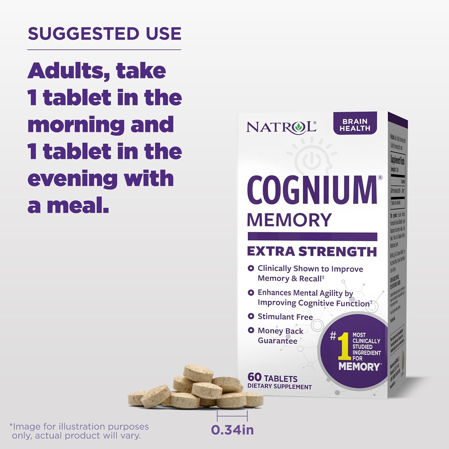 Natrol Cognium Memory Extra Strength Silk Protein Hydrolysate 200mg, D