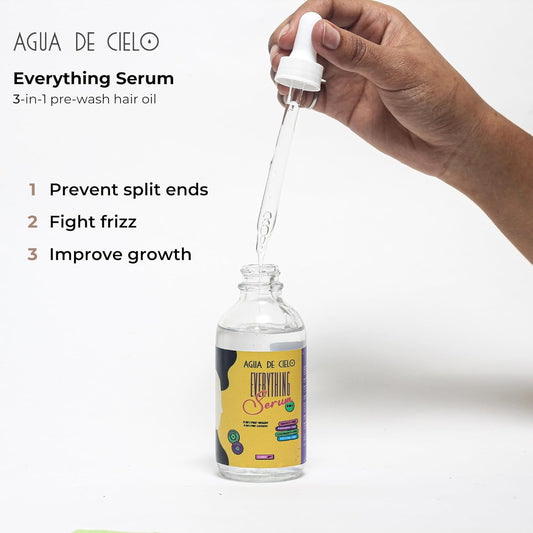 Agua de Cielo Everything Serum - Powerful Hair Serum for Hair Growth, Frizz & Split Ends, Infused with Jojoba, Castor, A