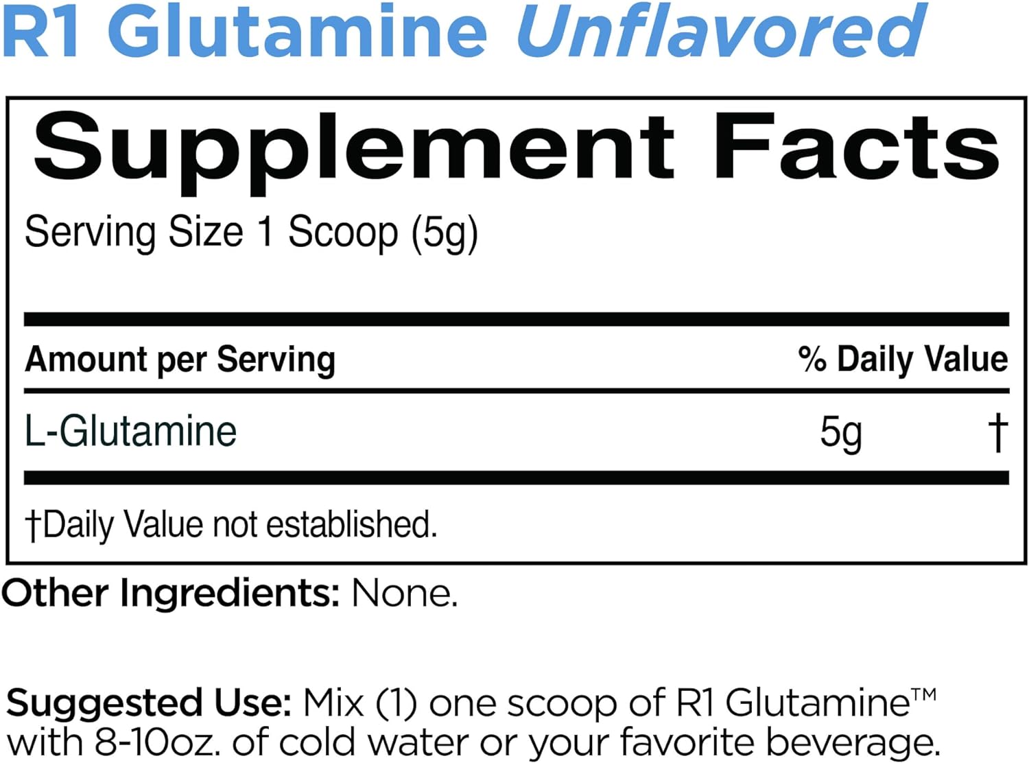 Rule 1 R1 Glutamine, Unflavored - 26.5 oz - Post-Workout Rec