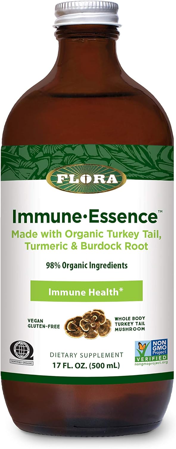 Flora - Immune-Essence with Turkey Tail & Turmeric, Rich in Polysaccha