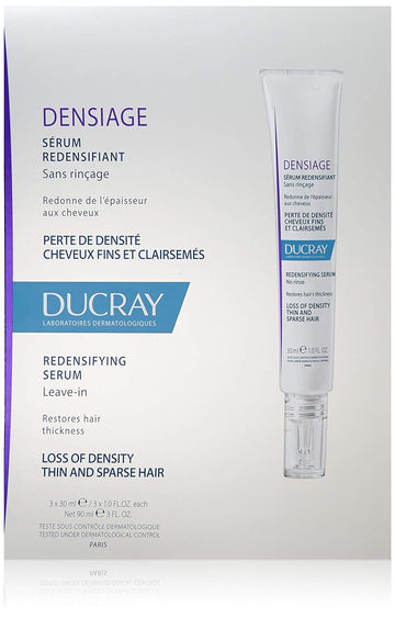 Ducray Densiage Redensifying Serum, Increases Hair Thickness & Density, Ginseng & Albizia Complex, 3 x 1