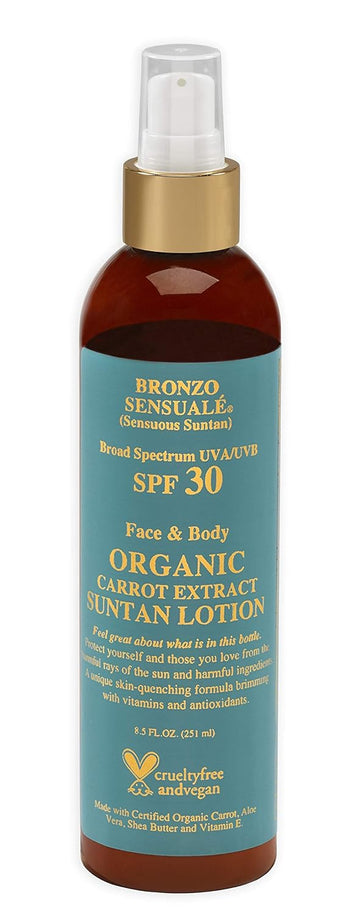 Bronzo Sensuale SPF 30 Sunscreen Protective Golden Tanning Organic Carrot Lotion 8.5 s