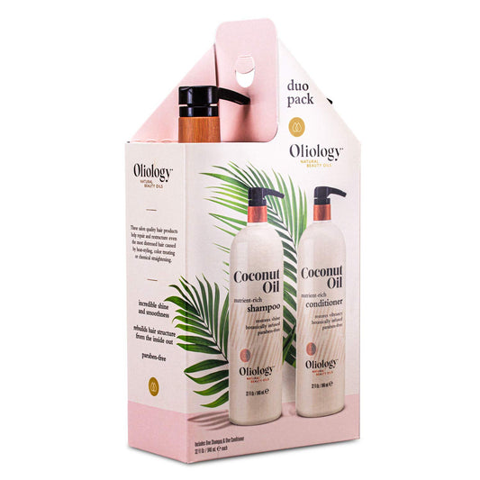Oliology Nutrient Rich Coconut Oil Shampoo & Conditioner Combo Pack - Helps Restore Damaged Hair | Provides Intense Shine | Moisturizing | Made in USA, Cruelty Free & Paraben Free (32)