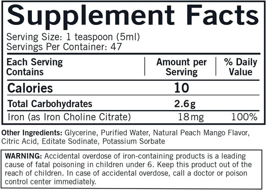 Kirkman Iron Liquid || 237 ml/8 fl oz Liquid || Minerals || Free of Co