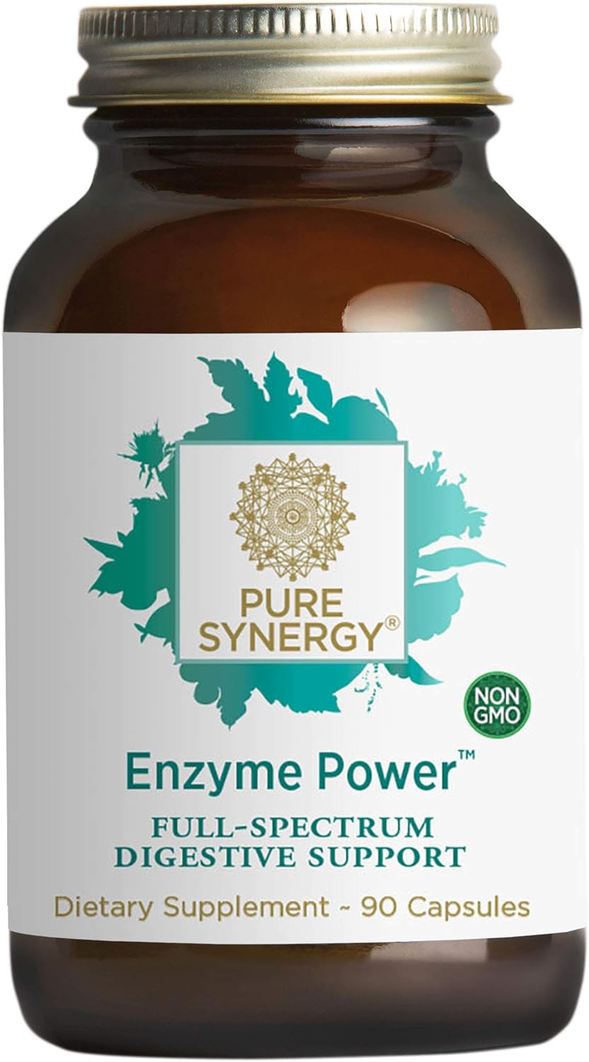 Pure Synergy Enzyme Power | 90 Capsules | Non-Gmo | 15+ Plant-Based En7.9 Ounces