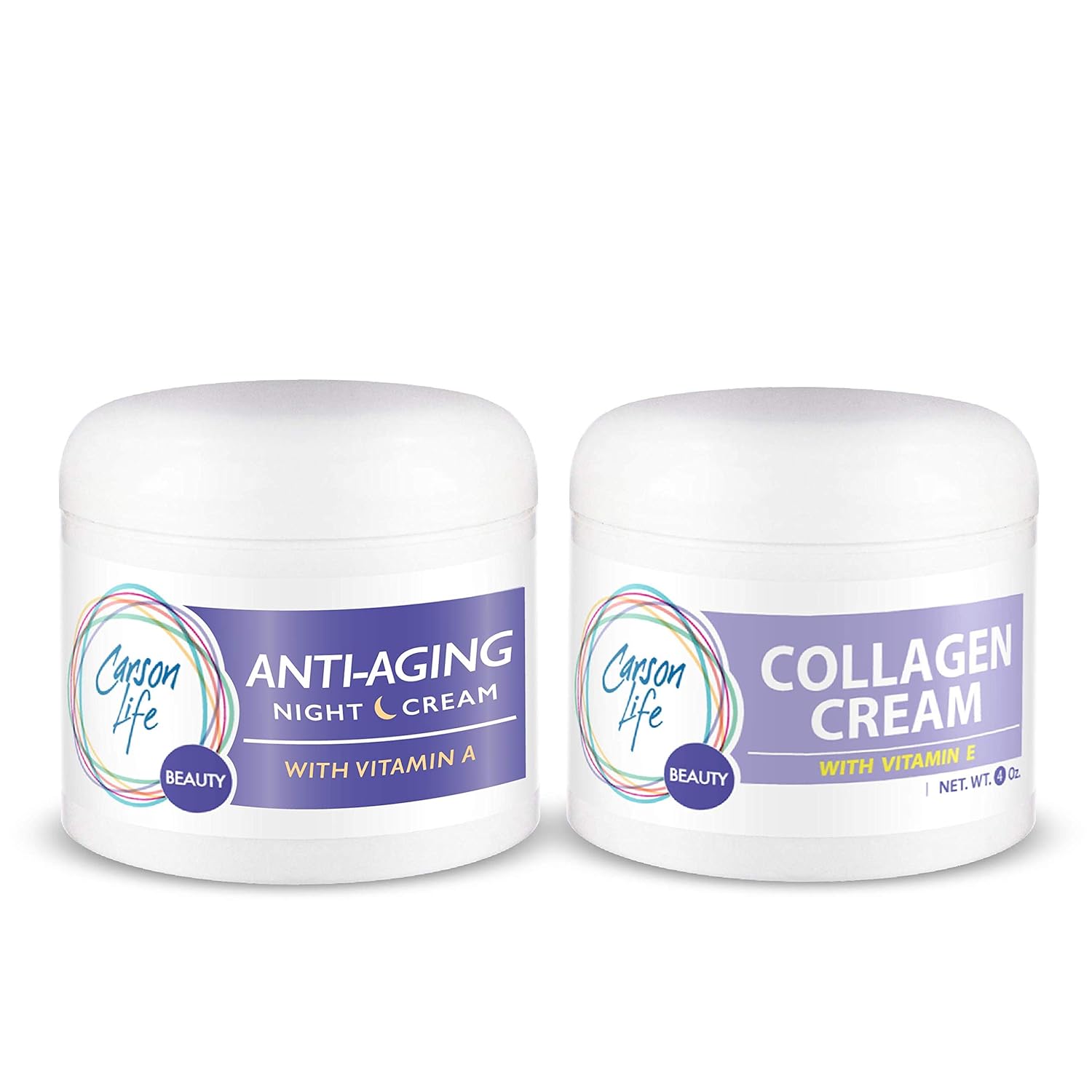 Carson Life Day & Night Kit (Collagen Beauty Cream With Vitamin E, Anti Aging Night Cream) 4  - Marvelously Rejuvenate Skin & Prevent Wrinkles - Keep Your Skin and Face Healthy - Made in the USA