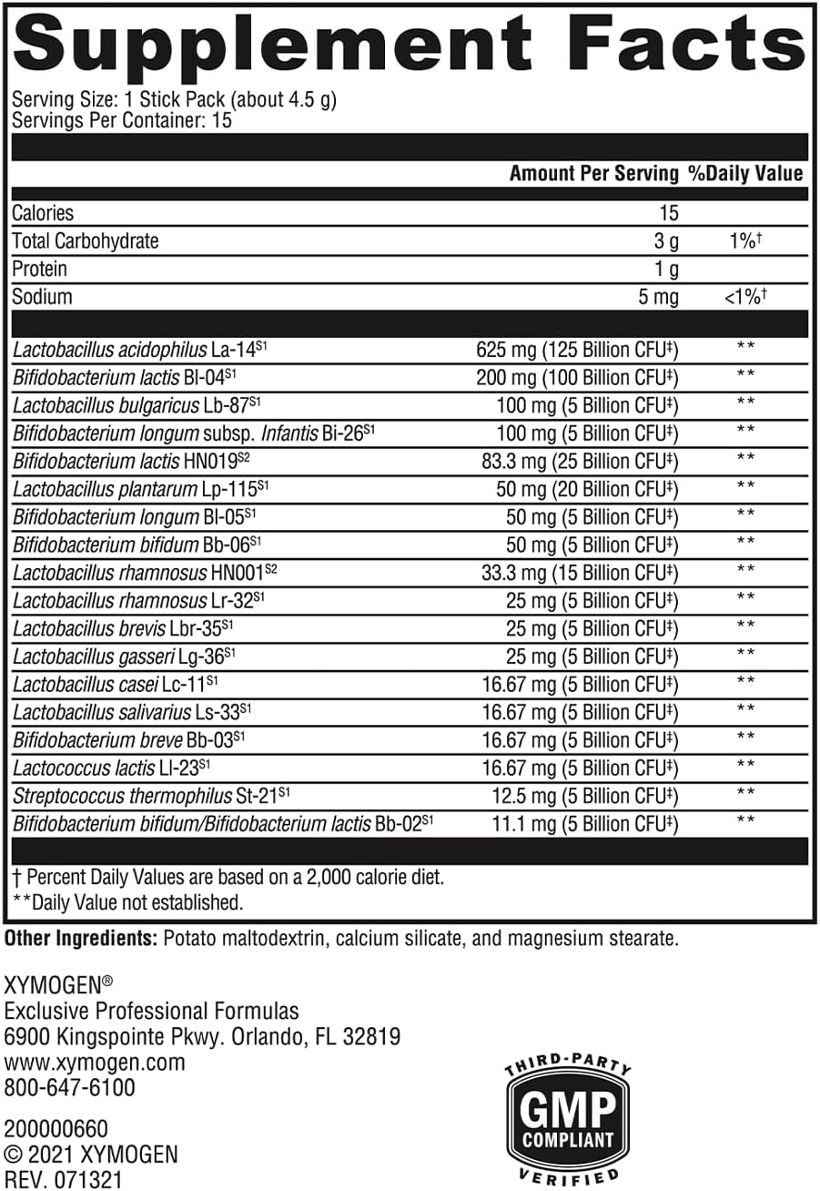 XYMOGEN ProbioMax 350 DF - Dairy-Free, High Potency 350 CFU 18-Strain 