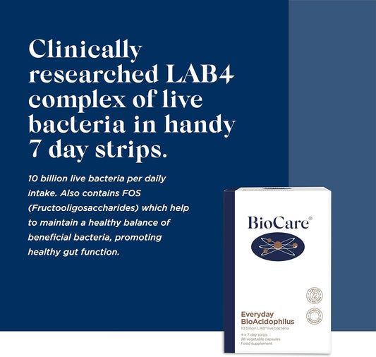 BioCare Everyday BioAcidophilus | 10 Billion LAB4 Live Bacteria - 28 C40 Grams