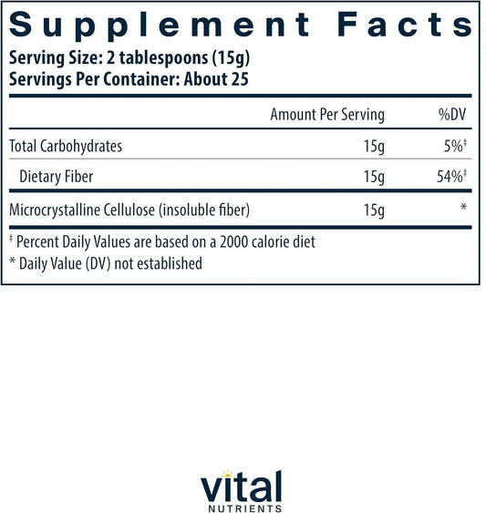 Vital Nutrients Cellulose Fiber | Vegan Fiber Supplement | Supports No12 Ounces