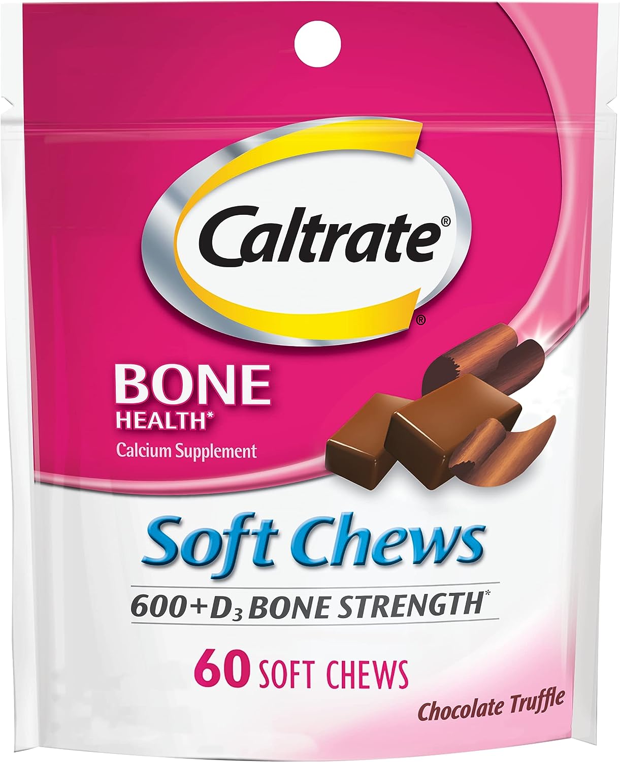 Caltrate Soft Chews 600 Plus D3 Calcium Vitamin D Supplement, Chocolat