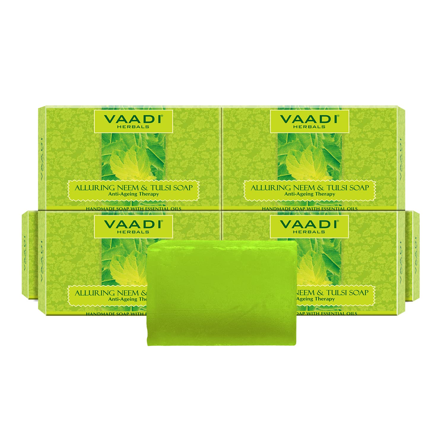 Vaadi Herbals Alluring Neem Tulsi Soap with Vitamin E and Tea Tree Oil, 75g x 6