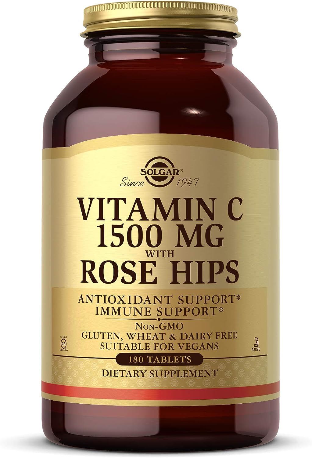Solgar Vitamin C 1500 mg with Rose Hips, 180 Tablets - Antioxidant & Immune Support - Overall Health - Supports Healthy Skin & Joints - Non GMO, Vegan Gluten Free, Dairy Free, Kosher - 180 Servings