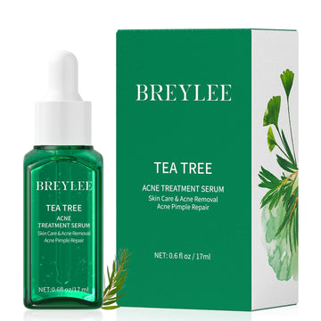 Tea Tree Oil Acne Serum, BREYLEE 2.0 Treatment Acne Prone Sensitive Skin Care Face Serum to Cystic Acne Scars, Redness Relief, Pimples Dark Spots Remove, Niacinamide Facial Moisturizer,17 / 0.61