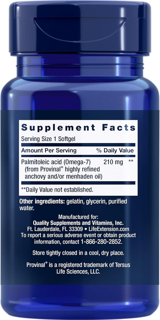 Provinal Purified Omega-7 - Daily Essential Omega 7 Fatty Acids Supplement, Palmitoleic Acid Fish Oil For Heart Health &