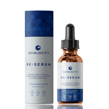 Anti Aging Face Serum, Skinlocity Re-Serum - Glutathione, Maca Root Extract, Hyaluronic Acid, Chaga Mushroom Extract, Visibly Reduces Lines & Wrinkles