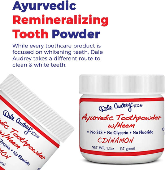 Dale Audrey Ayurvedic Remineralizing Tooth Powder for Sensitive Teeth | Cinnamon Toothpowder for Teeth Whitening | Organic Tooth Powder for Gum and Bad Breath (1.3 )