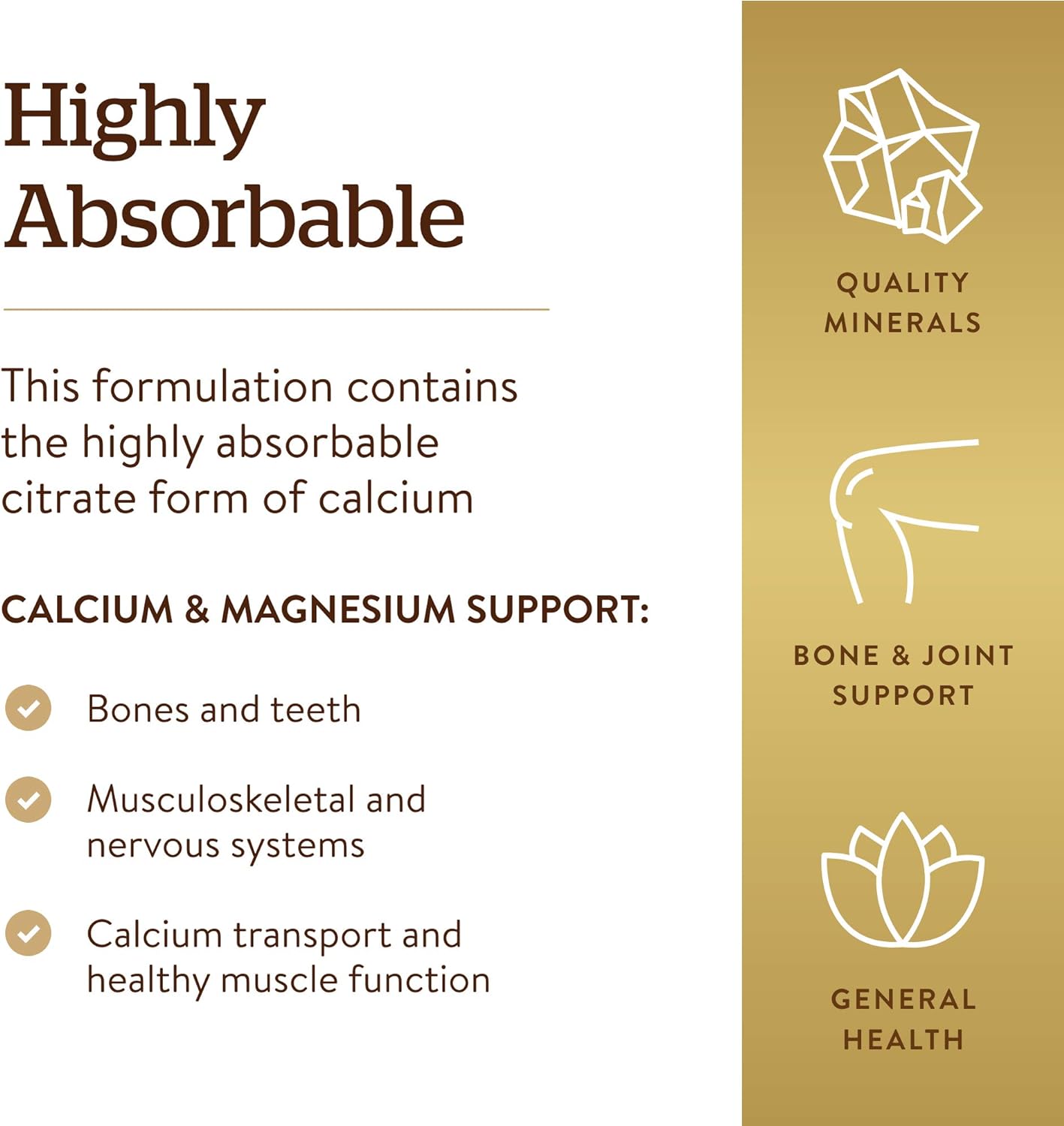 Solgar Calcium Magnesium Citrate, 250 Tablets - Supports Healthy Bones