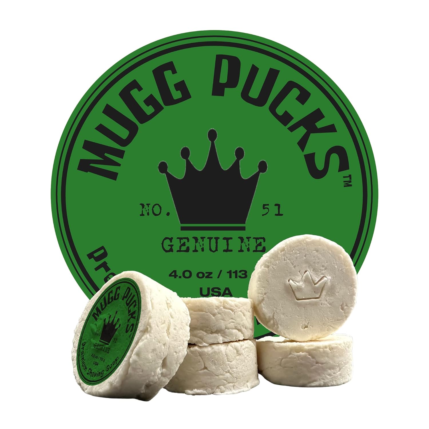 Mugg Pucks Premium Shaving Soap for Men. Powered with Beef Tallow, Stearic Acid & Shea Butter. 4  / 113 g (Clover Field) 1 Pack