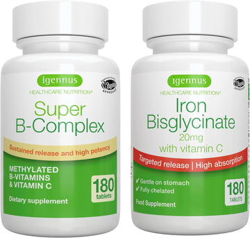 Super B-Complex & High Absorption Iron Bisglycinate 20mg with Vitamin