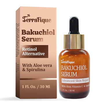 Terrafique Bakuchiol Serum for Face - Bakuchiol Retinol Alternative for Women - Hydrating Serum with Spirulina for Facial Skin - Anti Aging Skin Care with Minimal Effort - 1 .