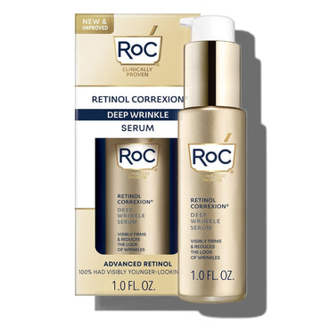 RoC Retinol Correxion Deep Wrinkle Retinol Face Serum with Ascorbic Acid, Daily Anti-Aging Skin Care Treatment for Fine Lines, Dark Spots, Acne Scars, 1  (Packaging May Vary)