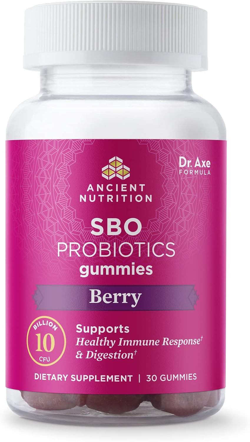 Ancient Nutrition Probiotics, Sbo Probiotics Berry Gummies 10 Billion 3.17 Ounces