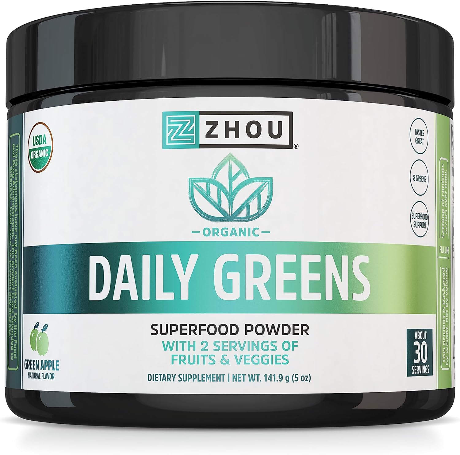 Zhou Nutrition USDA Organic Supergreens Powder, Superfood Smoothie Jui
