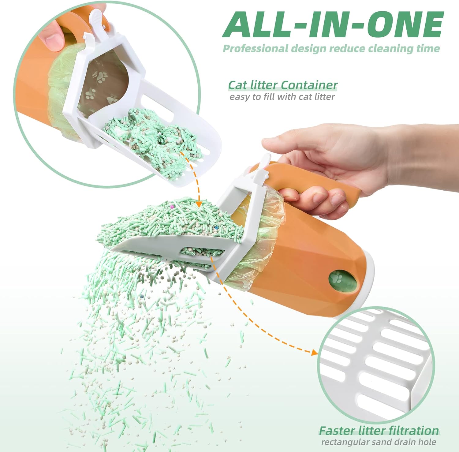 Ksqen Cat Litter Scoop, Portable Kitty Litter Scoop, Removab