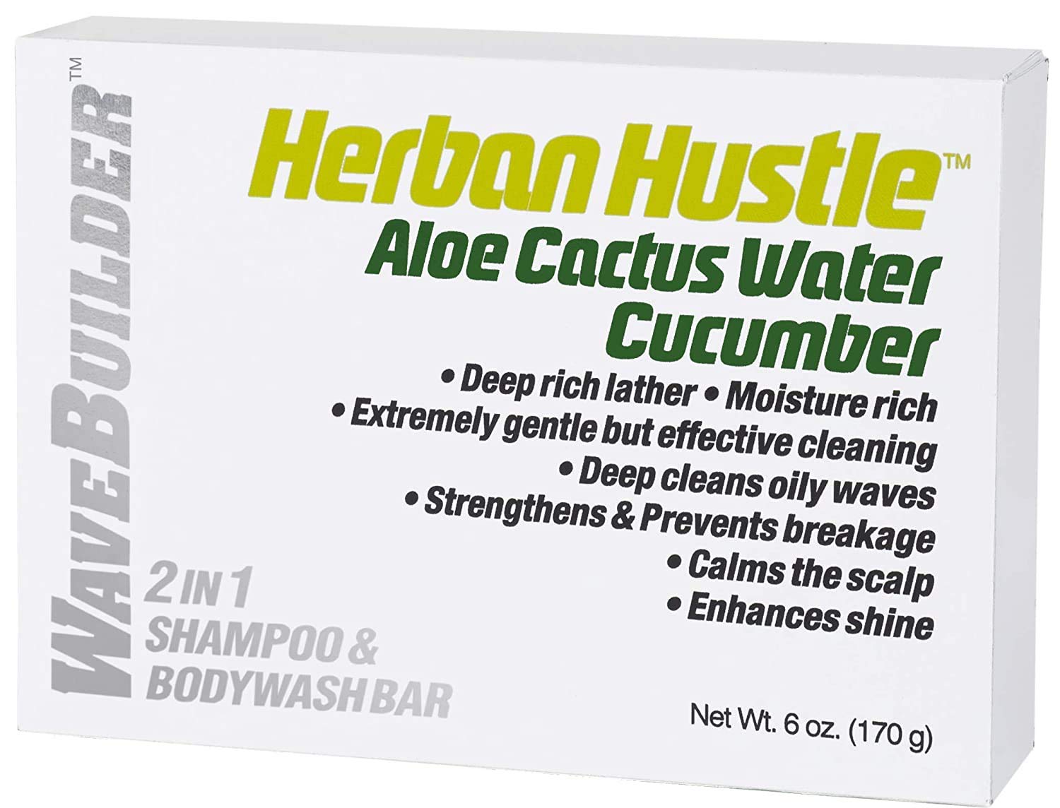 Wavebuilder Herban Hustle Aloe Cactus Water Cucumber 2 in 1 Shampoo & Bodywash Bar