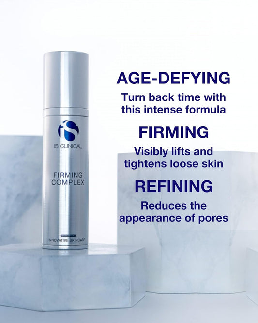 iS CLINICAL Firming Complex; Tightens and firms skin on face, neck and décolleté. Plumps fine lines and wrinkles; Anti-Aging