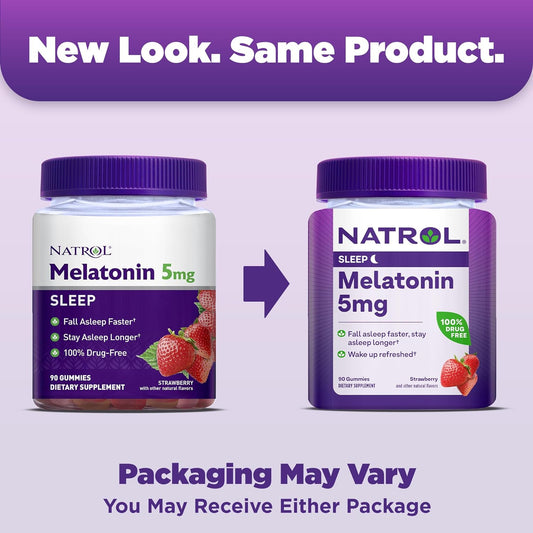 Natrol Melatonin 5Mg, Dietary Supplement For Restful Sleep, 90 Strawbe