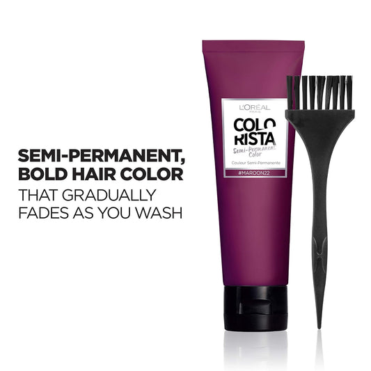 L’Oréal Paris Colorista Semi-Permanent Hair Color for Brunette Hair, Maroon