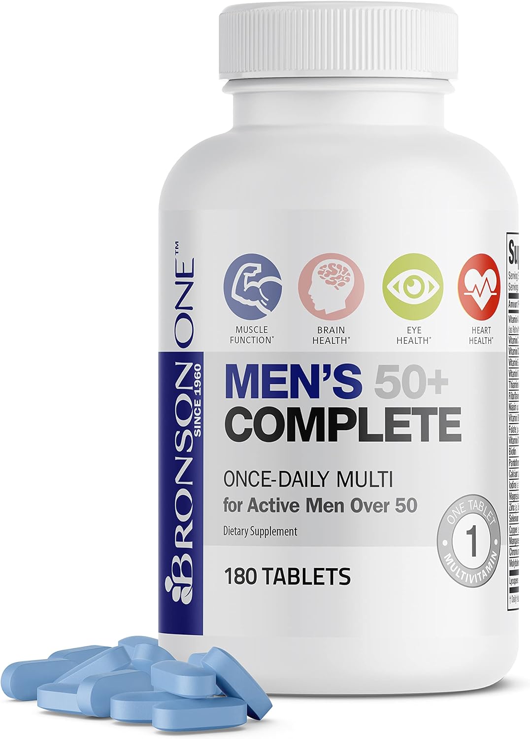 Bronson ONE Daily Mens 50+ Complete Multivitamin Multimineral, 180 Tab