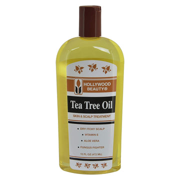 Hollywood Beauty Tea Tree Oil, 16oz Bottle, Hair, Skin & Scalp treatment, Moisturizes dry, itchy scalp, Hair Hot Oil Tre