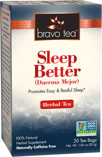 Bravo Tea Sleep & Renew Herbal Tea Caffeine Free, 20 Tea Bags20 Count