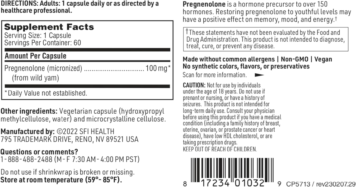 Klaire Labs Pregnenolone - May Support Memory, Mood & Energy for Adult