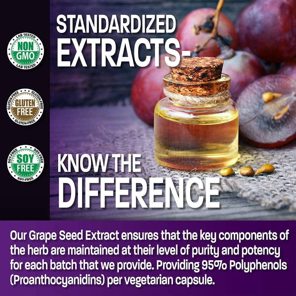Bronson Grape Seed Extract 400 mg - Antioxidant & Immune Support - Sta