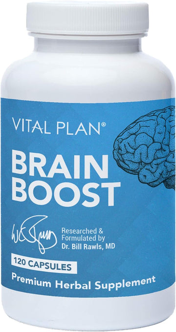 Vital Plan Brain Boost Supplement by Dr. Bill Rawls ? Brain Boosting Capsules w/ Lion?s Mane, Cat?s Claw, Bacopa, Sensor