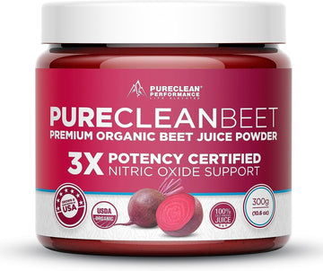 PureClean Beet Premium Potency Beet Juice Powder | Proven 3X Nitric Oxide Support | Doctor-Made Nitric Oxide Energy, Hea