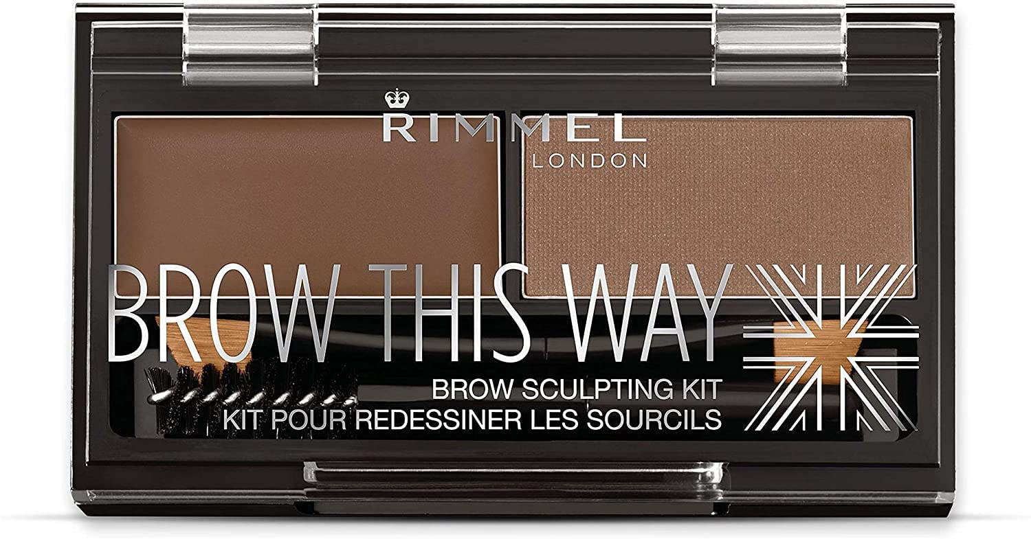 Rimmel Brow This Way Sculpting Kit, Medium Brown, Powder 0.04 , Wax 0.03