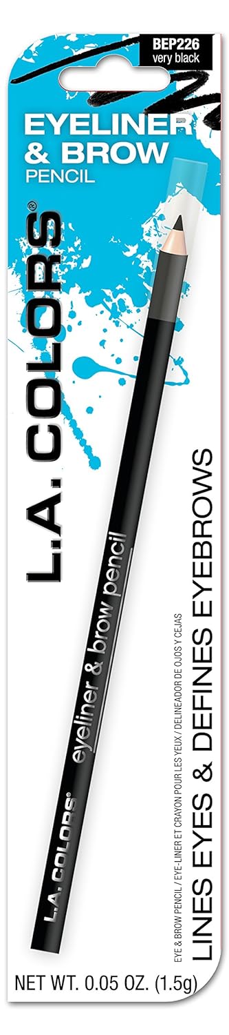 L.A. Colors 7" Eyeliner & Brow Pencil, Very Black, 0.05