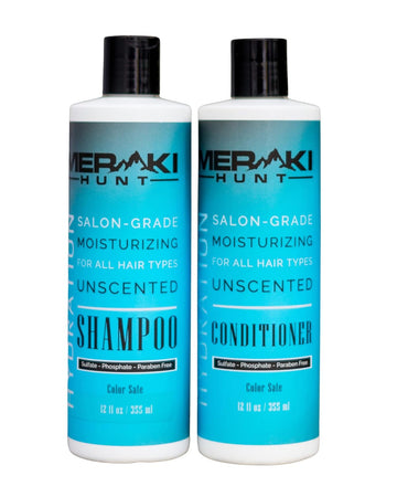 Meraki Hunt Fragrance Free Biotin Shampoo and Conditioner Set - Unscented Sulfate Free Moisturizing Salon Grade with Keratin and Aloe Vera - Safe for Color Treated Hair (Shampoo & Conditioner Set)